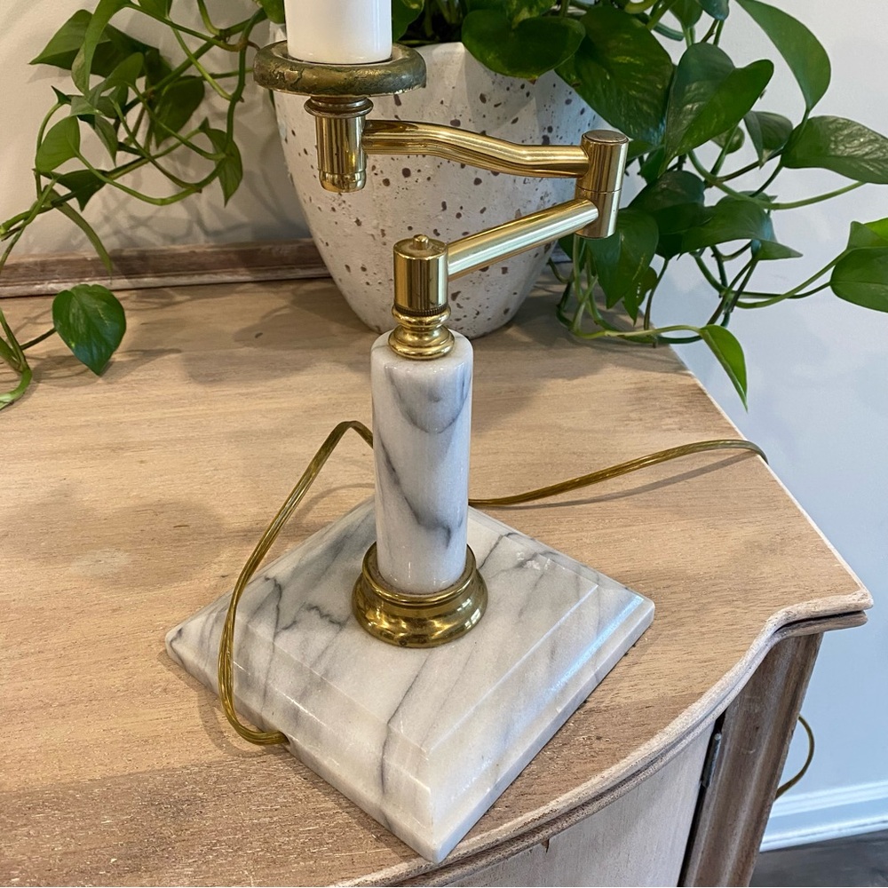 Vintage Brass & Marble Lamp/ Desk Lamp/Bankers Lamp